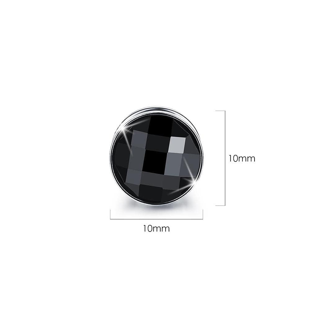 Onyx Steel Button Stud Earrings - Brilliant Co