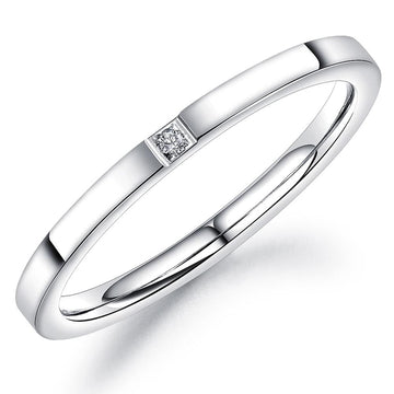 Single Stone Modern Design White Gold Layered Ring