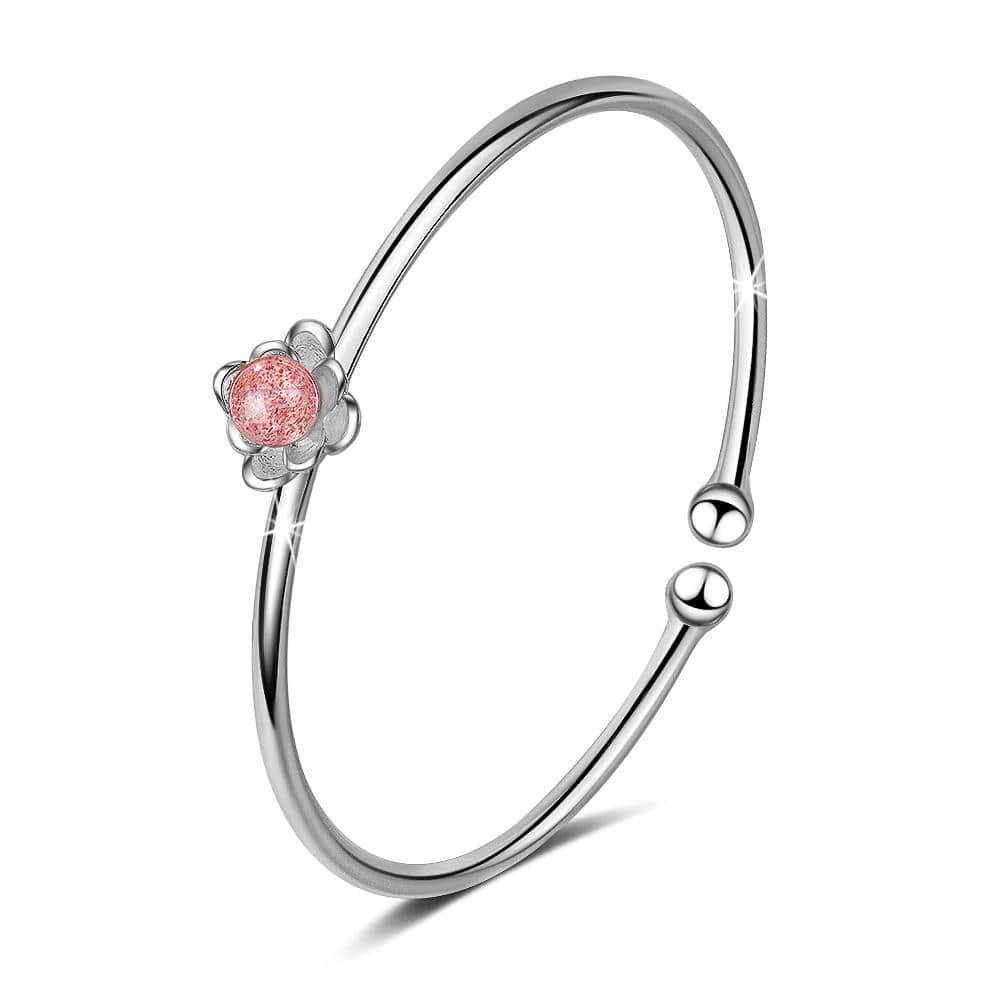 Amanda Flower Pink Strawberry Quartz Bangle