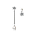 Sparkling Zirconias Snow with White Pearl Drop Earrings - Brilliant Co