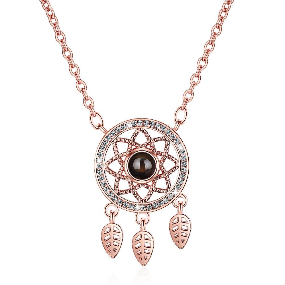 Modern Rose Gold Dream Catcher with Glass Necklace - Brilliant Co