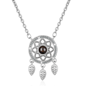 Modern White Gold Dream Catcher with Glass Necklace - Brilliant Co