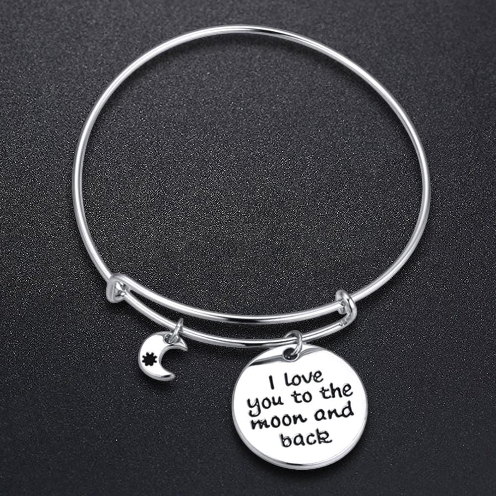 Love You To The Moon And Back Toggle Tubular Adjustable Bangle