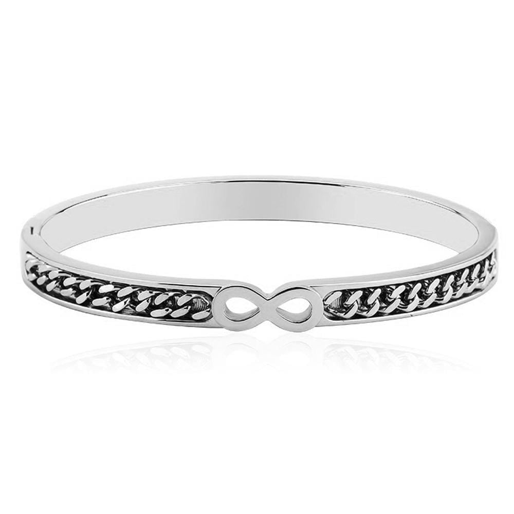 Bullion Gold Chained Infinity White Gold Bangle