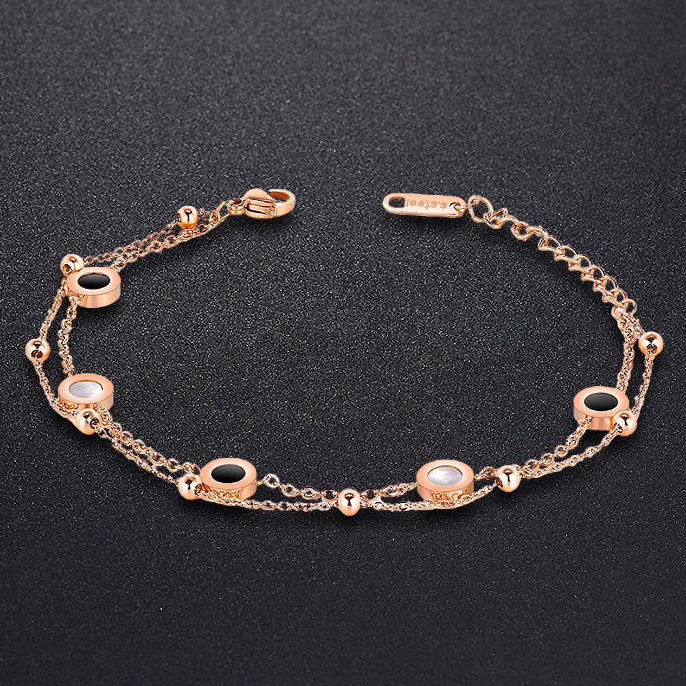 Inlaid Shell Charm Bracelet Rose Gold