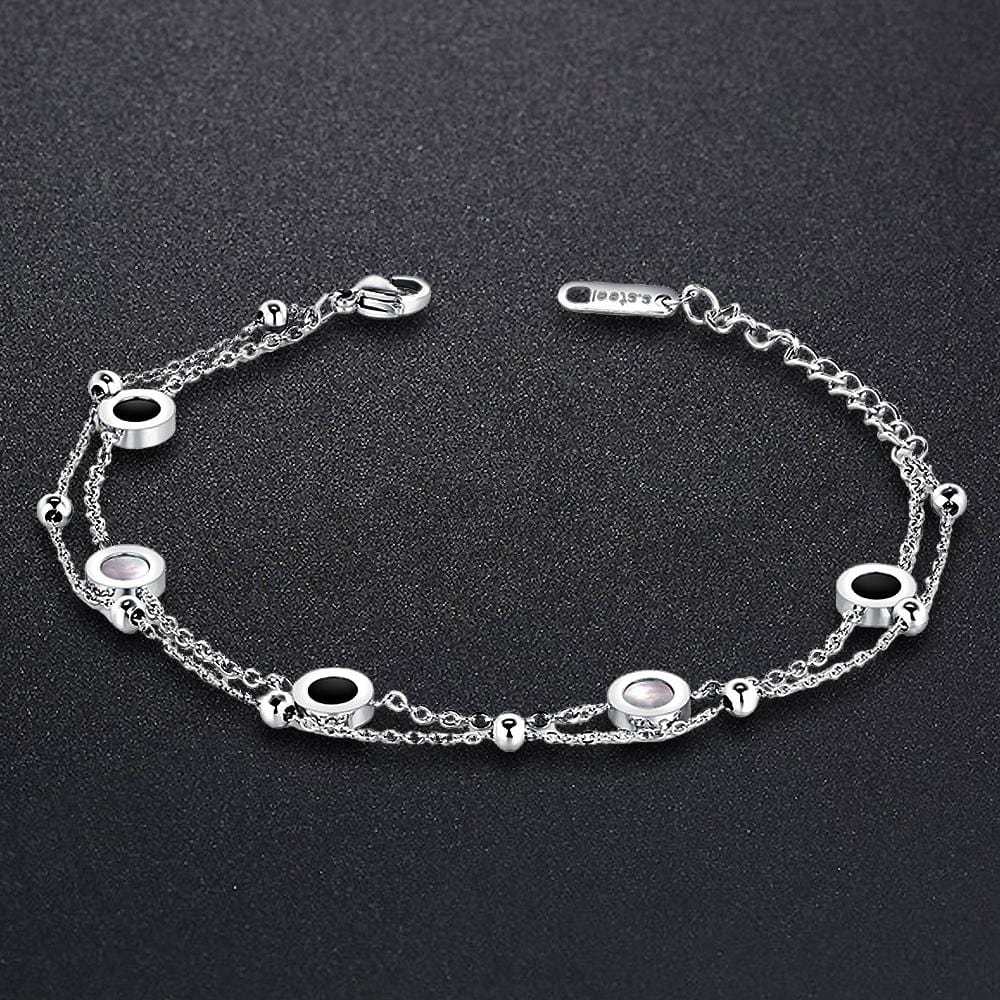 Inlaid Shell Charm Bracelet White Gold