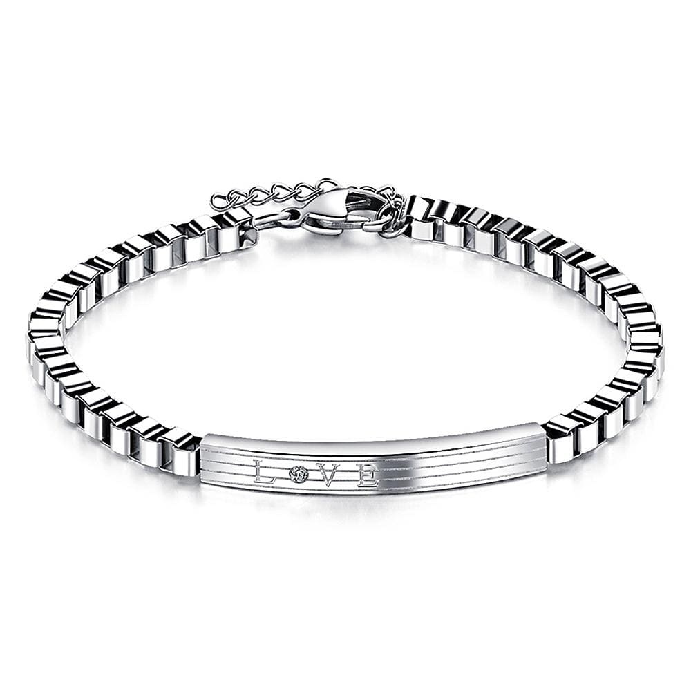 Love Box Chain Bracelet White Gold