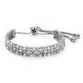 Three Row Created Diamond Pull-Tie Tennis Bracelet White Gold