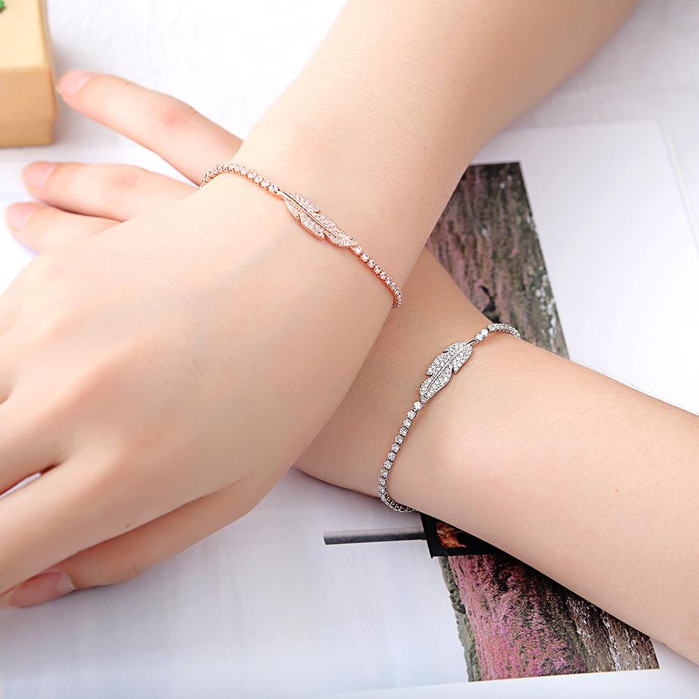 Leaf Tennis Bracelet Rose Gold