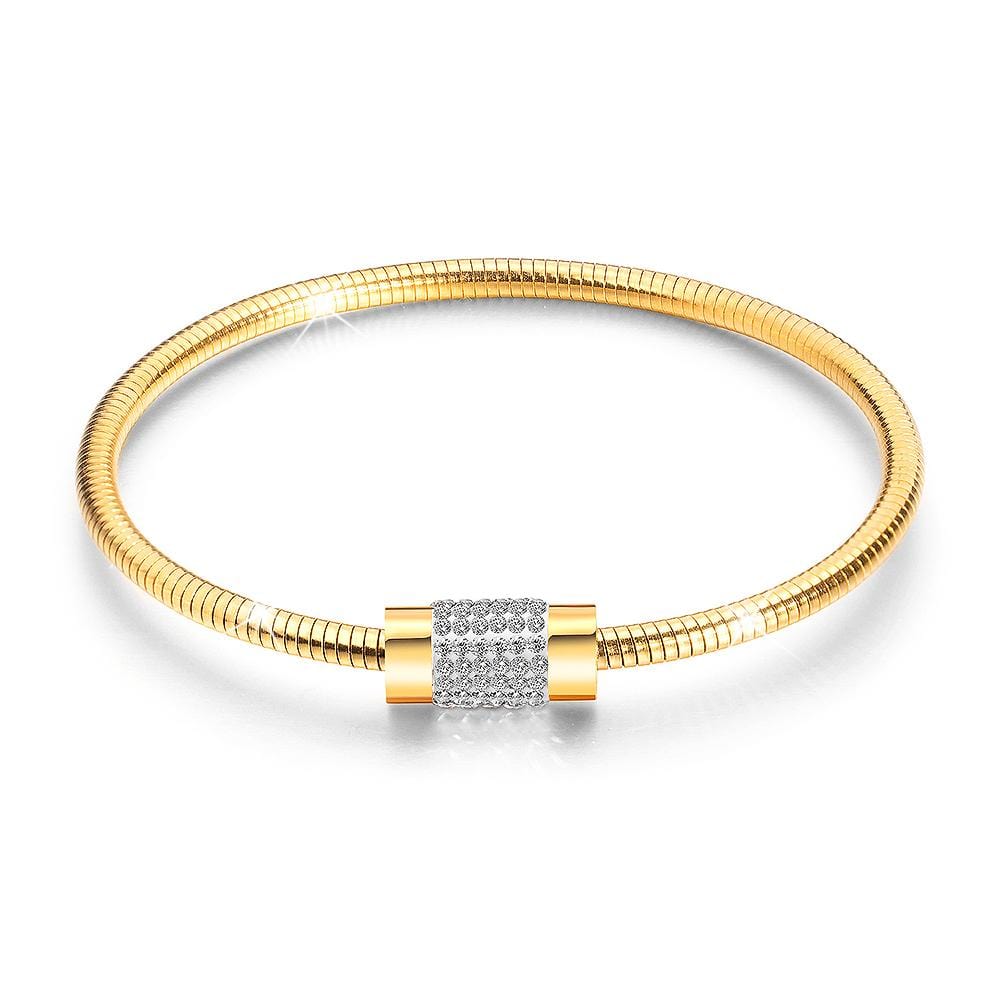 Barrel Clasp Snake Chain Bracelet Gold
