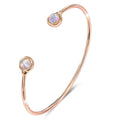 Lucky Moonstone Minimalistic Rose Gold Layered Cuff Bangle Bracelet