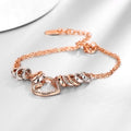 Lovely Hearts Zircon Embellished Two Tone Gold Layered Charm Bracelet