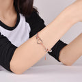 Lovely Hearts Zircon Embellished Two Tone Gold Layered Charm Bracelet