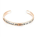 Inspirational Inscription Cuff Bangle in Rose Gold Layered Steel Jewellery - Brilliant Co