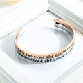 Inspirational Inscription Cuff Bangle in White Gold Layered Steel Jewellery - Brilliant Co