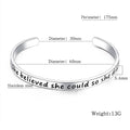 Inspirational Inscription Cuff Bangle in White Gold Layered Steel Jewellery - Brilliant Co