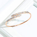Scorpion Tail Cuff Bangle with Created Diamonds in Rose Gold Layered Steel Jewellery