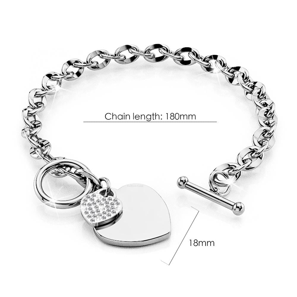 Diamond cut Belcher Chain T-lock Toggle Bracelet in White Gold Layered Steel Jewellery