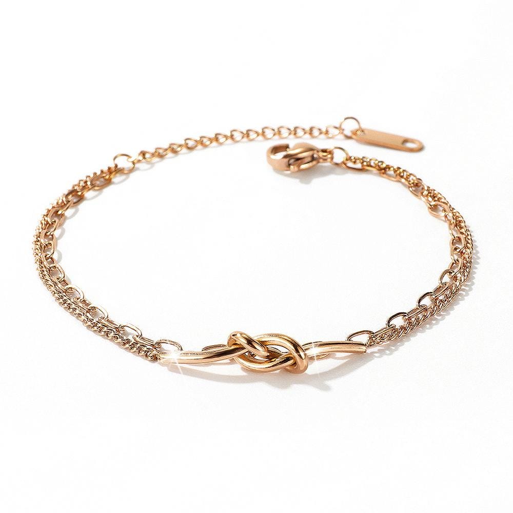 Figure Eight Knot Chain Bracelet in Rose Gold Layered Steel Jewellery