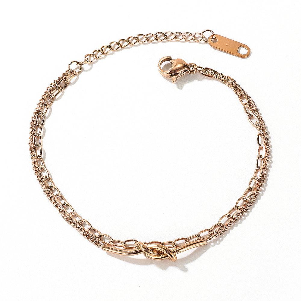 Figure Eight Knot Chain Bracelet in Rose Gold Layered Steel Jewellery