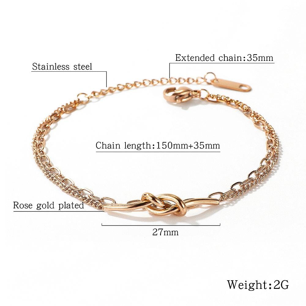 Figure Eight Knot Chain Bracelet in Rose Gold Layered Steel Jewellery