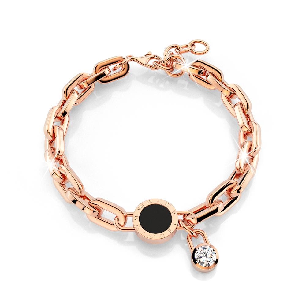 Roman Numeral Bracelet in Rose Gold Layered Steel Jewellery