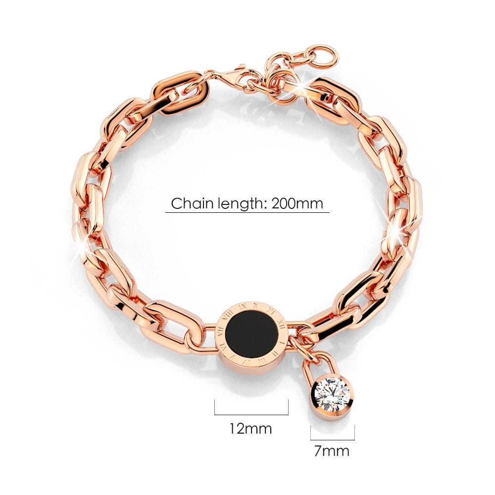 Roman Numeral Bracelet in Rose Gold Layered Steel Jewellery