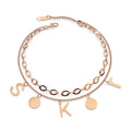 Charm Letter S K R in Rose Gold Layered Steel Jewellery