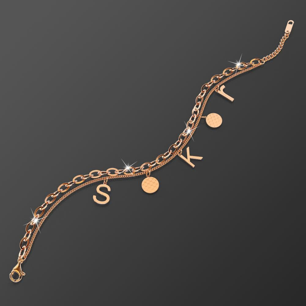 Charm Letter S K R in Rose Gold Layered Steel Jewellery