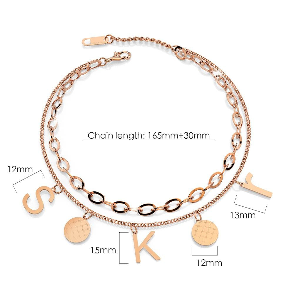 Charm Letter S K R in Rose Gold Layered Steel Jewellery