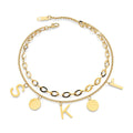 Charm Letter S K R in Gold Layered Steel Jewellery