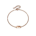 Bold Alphabet Letter Initial Charm Bracelet in Rose Gold Tone