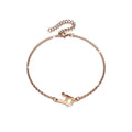 Bold Alphabet Letter Initial Charm Bracelet in Rose Gold Tone