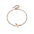 Bold Alphabet Letter Initial Charm Bracelet in Rose Gold Tone