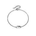 Bold Alphabet Letter Initial Charm Bracelet in White Gold Tone