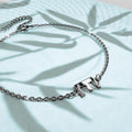 Bold Alphabet Letter Initial Charm Bracelet in White Gold Tone
