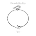Bold Alphabet Letter Initial Charm Bracelet in White Gold Tone