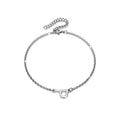 Bold Alphabet Letter Initial Charm Bracelet in White Gold Tone