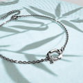 Bold Alphabet Letter Initial Charm Bracelet in White Gold Tone