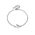 Bold Alphabet Letter Initial Charm Bracelet in White Gold Tone