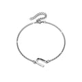 Bold Alphabet Letter Initial Charm Bracelet in White Gold Tone