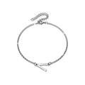 Bold Alphabet Letter Initial Charm Bracelet in White Gold Tone