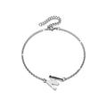 Bold Alphabet Letter Initial Charm Bracelet in White Gold Tone