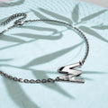 Bold Alphabet Letter Initial Charm Bracelet in White Gold Tone