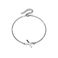 Bold Alphabet Letter Initial Charm Bracelet in White Gold Tone