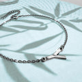 Bold Alphabet Letter Initial Charm Bracelet in White Gold Tone