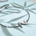 Bold Alphabet Letter Initial Charm Bracelet in White Gold Tone