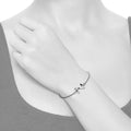 Bold Alphabet Letter Initial Charm Bracelet in White Gold Tone