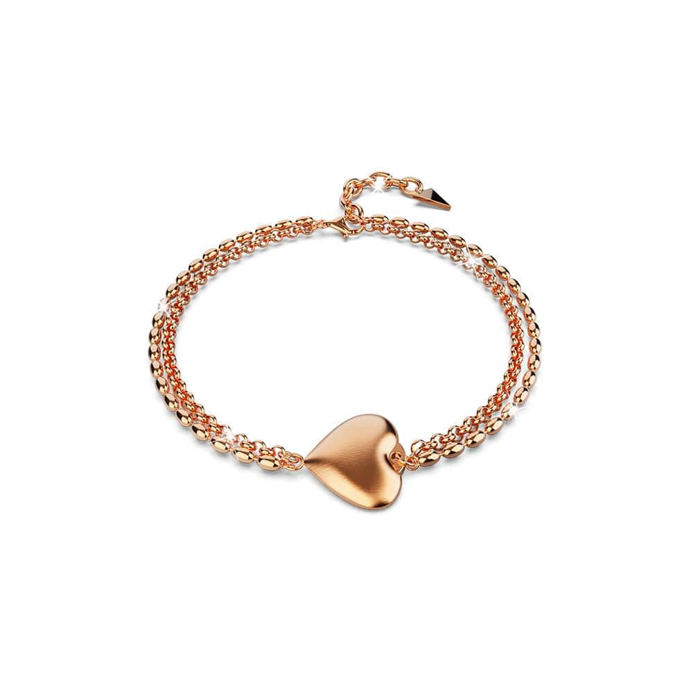 Heart-Shaped Charm Bracelet in Rose Gold Layered Stainless Steel