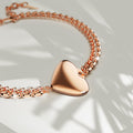 Heart-Shaped Charm Bracelet in Rose Gold Layered Stainless Steel